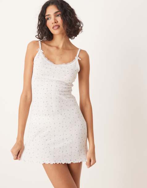 Urban Threads - Ajourgebreide cami-slipdress in bloemenprint - view 1