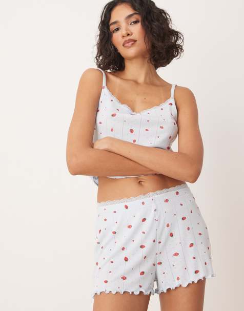 Urban Threads - Ajourgebreide short met aardbeienprint - view 1