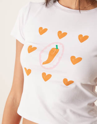 Urban Threads Baby Tee With Placement Chilli Print - Part Of A Set-multi