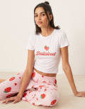 [Urban Threads] Urban Threads baby tee with placement strawberry print (part of a set)-Multi 8 MULTI