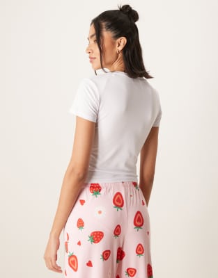 Urban Threads Baby Tee With Placement Strawberry Print - Part Of A Set-multi