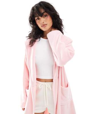 Urban Threads - Bademantel aus Fleece in Babyrosa