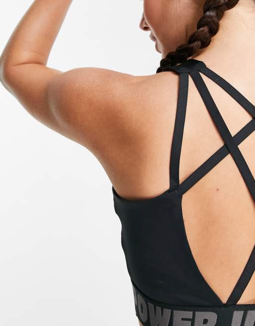 Urban Threads banded strappy sports bra in black, 3 of 4