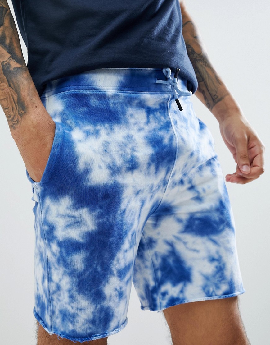 Urban Threads – Batikfärgade shorts-Blå