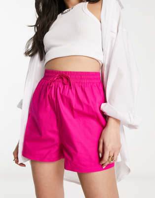 Urban Threads - Baumwoll-Shorts im Box-Design in Pink-Rosa