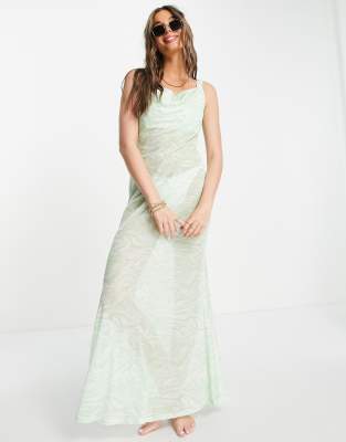 Urban Threads Urban Threads beach maxi dress with cowl neck in mint-Green