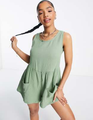 Urban Threads beach romper in khaki