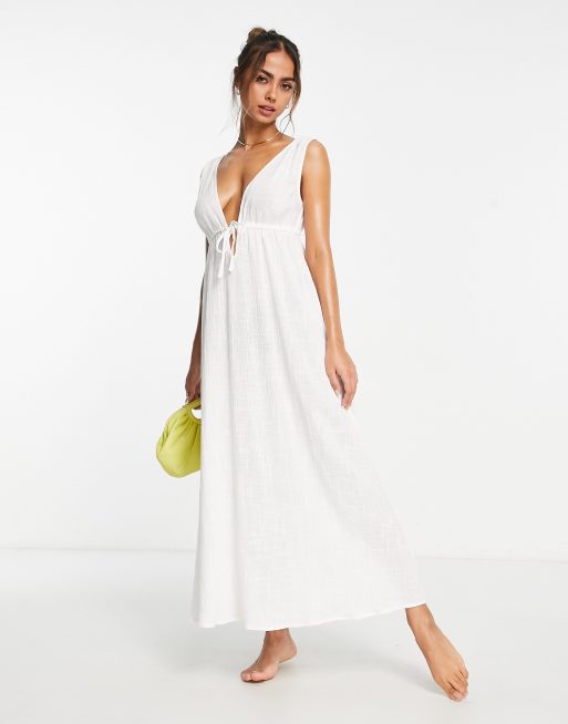 Urban Threads – Biała sukienka plażowa maxi