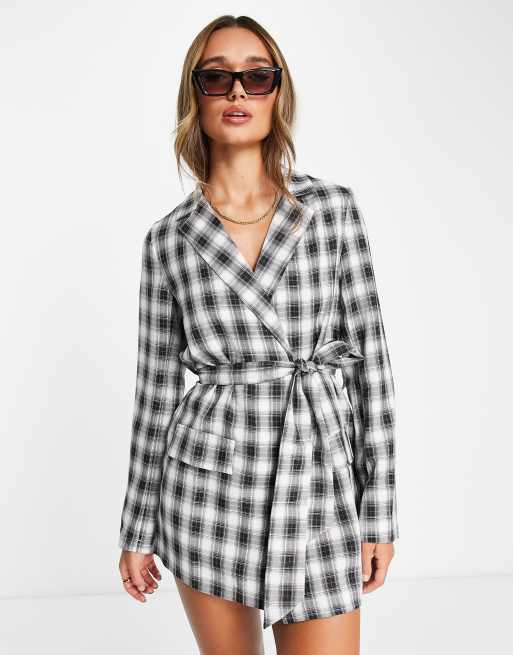 Urban Threads blazer dress in monochrome plaid