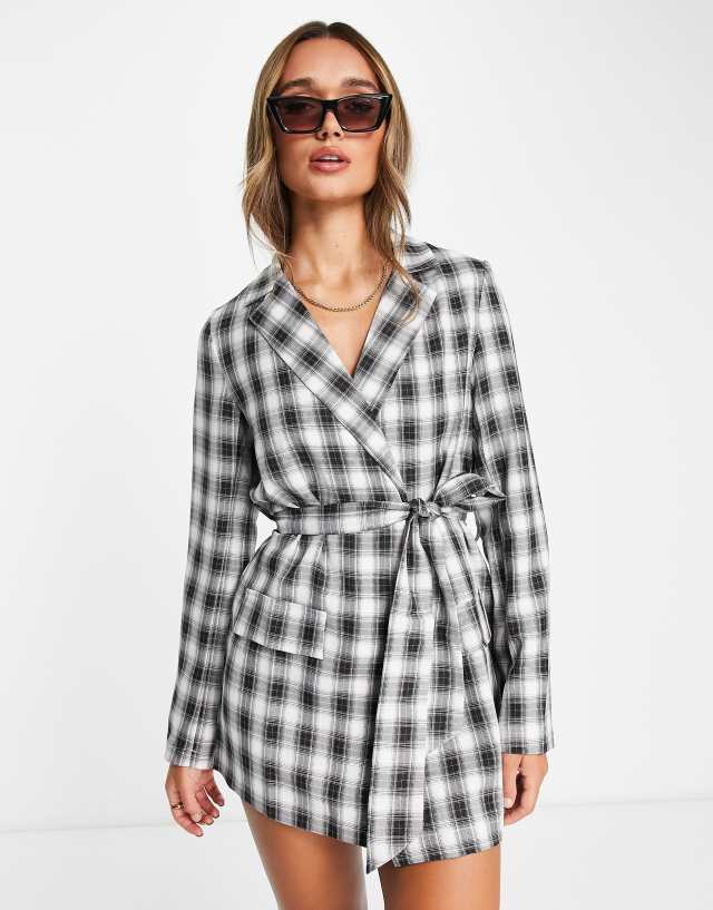 Urban Threads blazer dress in monochrome plaid