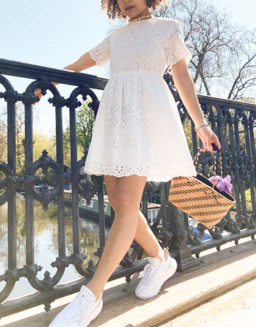 Asos white hotsell broderie anglaise dress