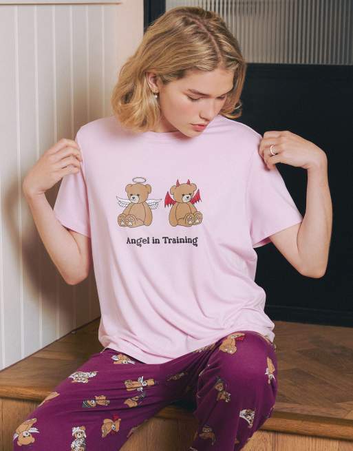 Urban Threads Burgundy halloween party teddy bears long pyjamas set in burgundy, 4 of 4