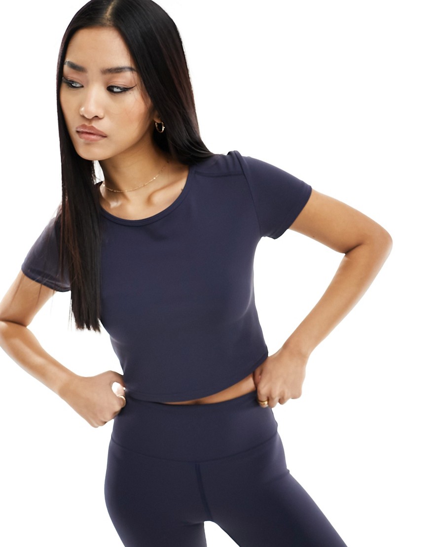 Urban Threads butter soft fitted short sleeve top in navy