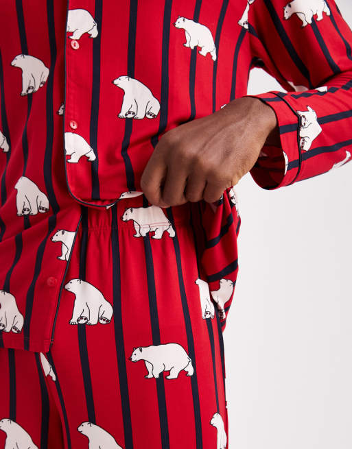 Urban Threads Christmas long sleeve revere and pants in polar bear stripe print, 3 of 4