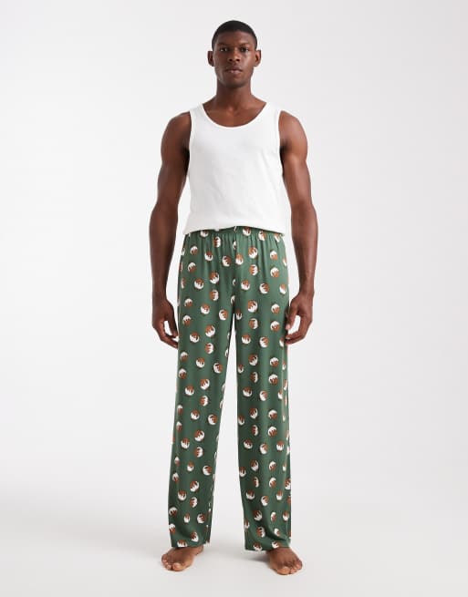 Urban Threads Christmas pudding pajama pants in green, 2 of 4