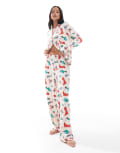 [Urban Threads] Urban Threads Christmas pyjama long sleeve revere top and pants set in cowboy print-Multi 12 MULTI