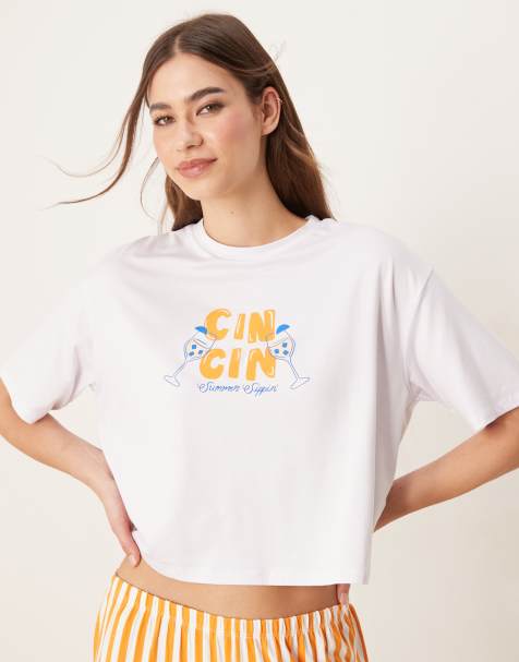 Urban Threads co-ord oversized cropped tee with summer print - view 1