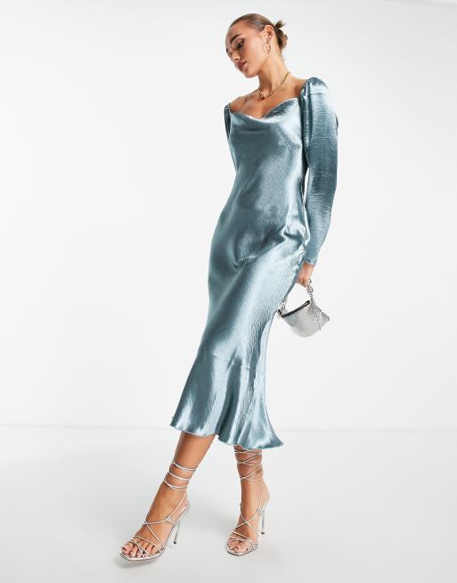 Teal cowl neck outlet dress