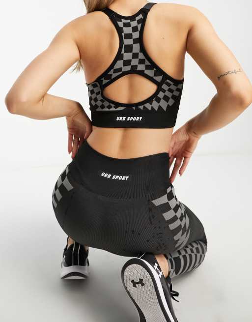 Urban Threads – Crop top i seamless design med brottarrygg och schackrutigt mönster, 2 av 4