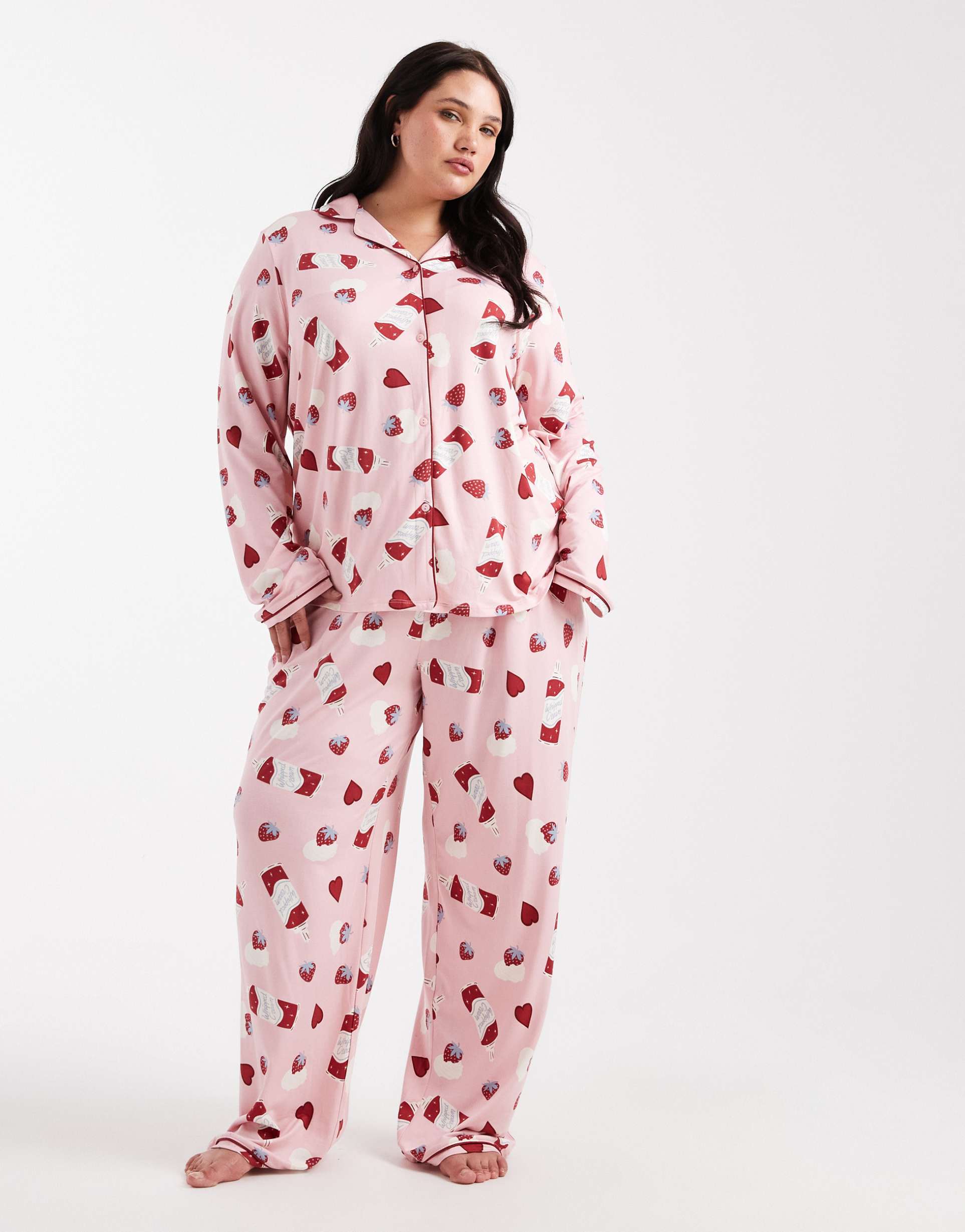 urban threads curve dessert print pajama set in pink