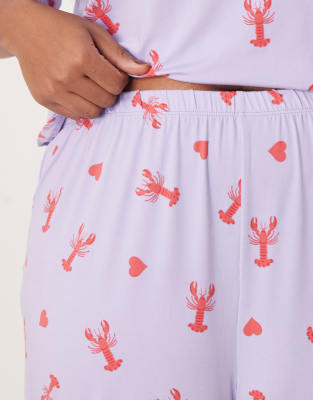 Urban Threads Curve Pants With Lobster Heart Print - Part Of A Set-multi