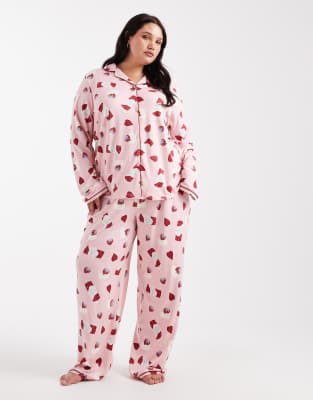 Urban Threads Curve - Pyjama in Rosa mit Nachtisch-Printmuster