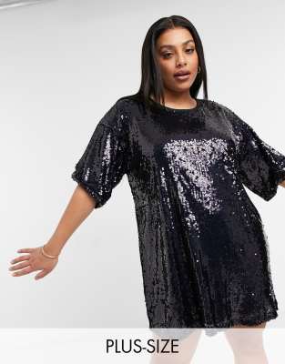 Urban Threads Curve sequin mini t-shirt dress | ASOS