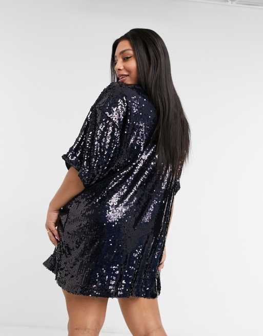 Urban Threads Curve sequin mini t-shirt dress | ASOS
