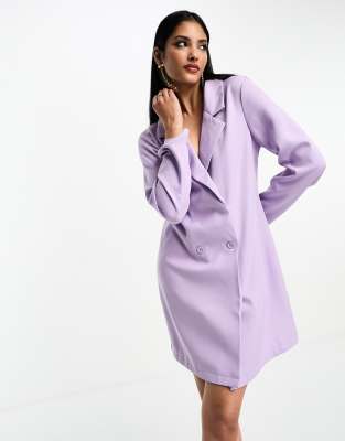 Urban Threads Double Breasted Mini Blazer Dress In Lilac-purple