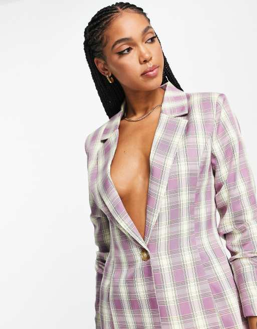 Urban Threads fitted blazer in lilac check - part of a set