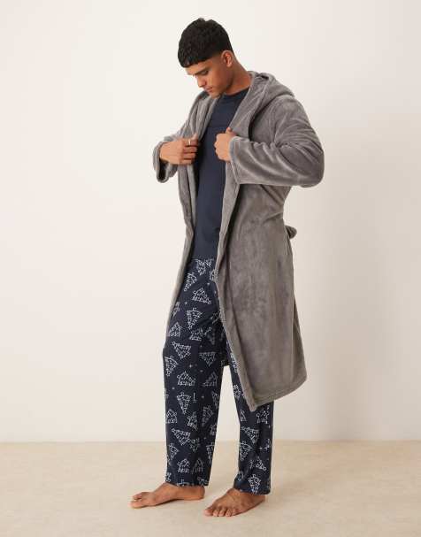 Urban Threads – Fleece-Bademantel in Grau - view 1