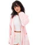 Urban Threads fleece dressing gown in baby pink