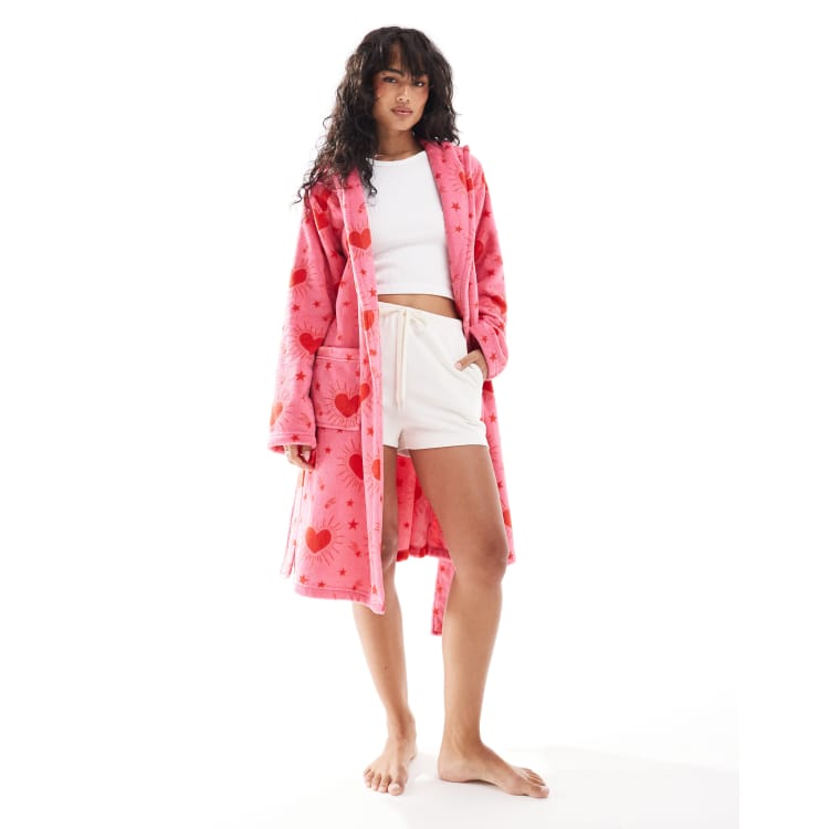 pink heart dressing gown Buy Urban Threads Pink Heart & Star Fleece Dressing Gown from Next Oman