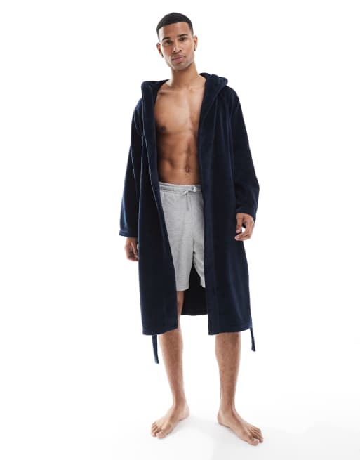 Urban Threads fleece robe in navy | ASOS