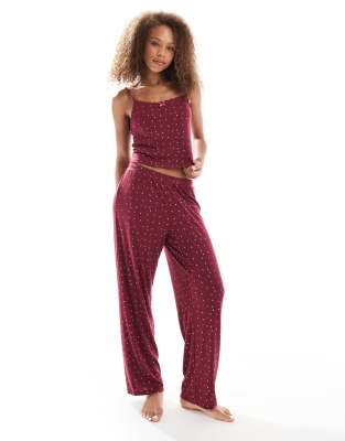 Urban Threads Floral Printed Pointelle Cami Top In Red