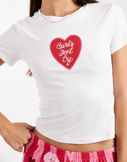 Urban Threads girls don't cry baby tee in white | ASOS