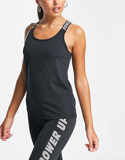 Urban Threads gym vest top in black