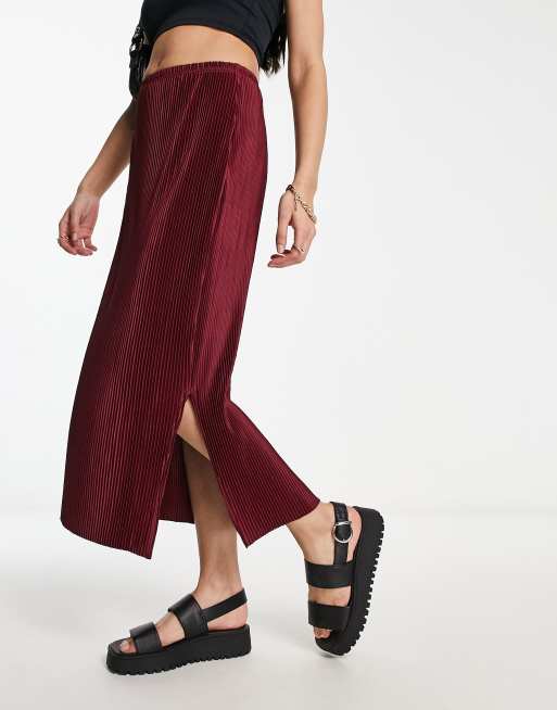 Urban Threads - Jupe plissée mi-longue - Bordeaux, 4 de 4