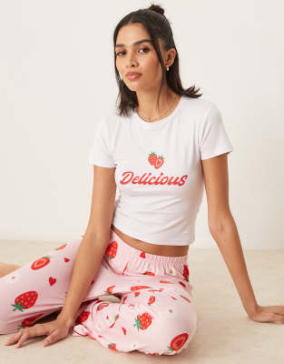 Urban Threads - Knappes T-Shirt mit Erdbeer-Print, Kombiteil-Bunt