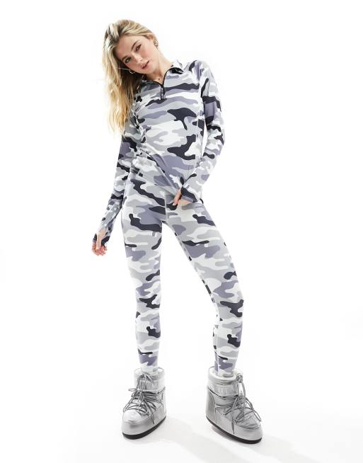 Urban Threads - Legging de ski d'ensemble - Imprimé camouflage gris