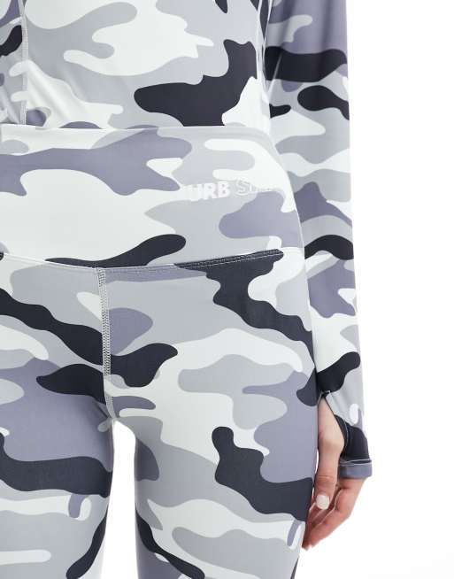 Urban Threads - Leggings base layer da sci grigio mimetico in coordinato, 4 di 5