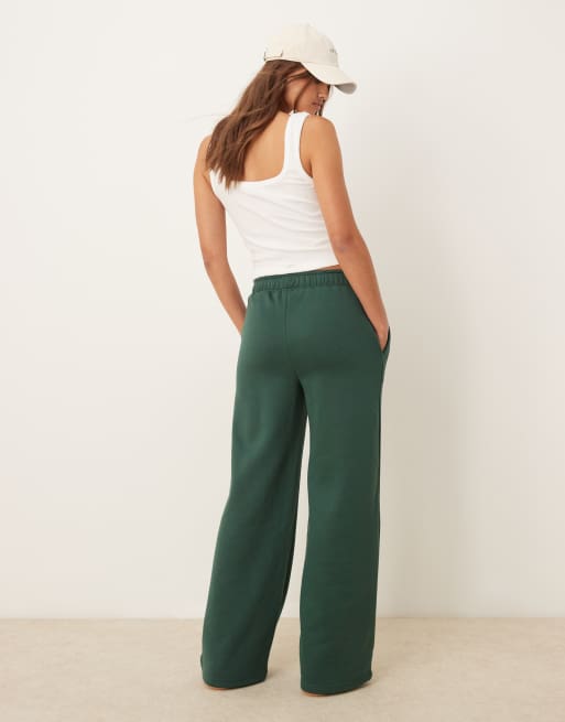 Urban Threads lounge sporty wide leg jogger in forest green, 4 of 5