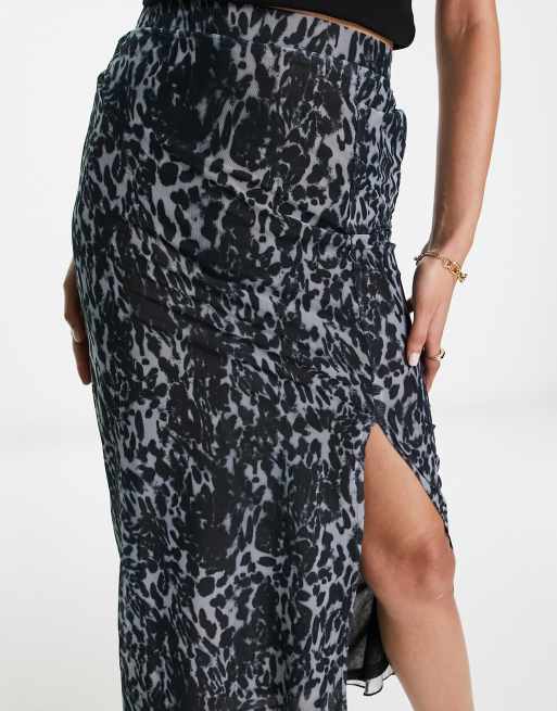 Leopard print top skirt grey