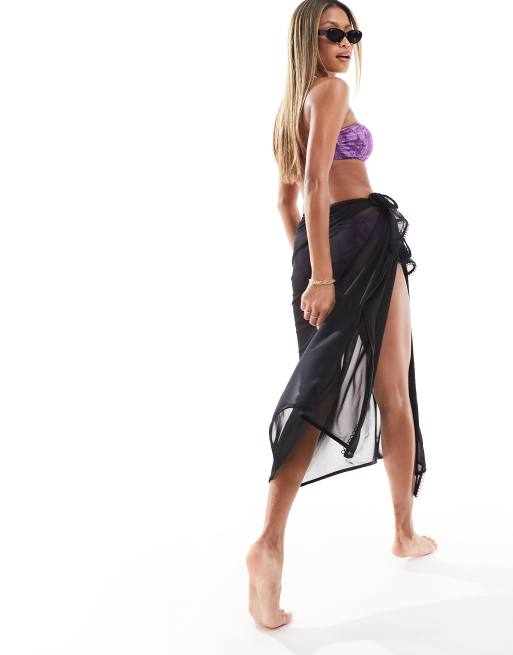 Black midi beach skirt sales