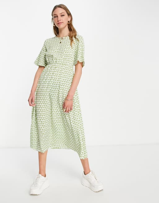 Zara heart print cheap midi dress