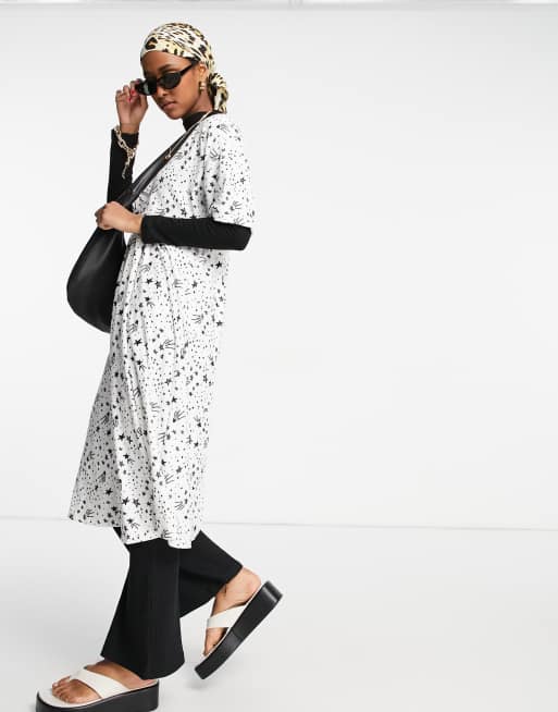 Urban Threads midi smock dress in white multi celestial print, 4 of 4