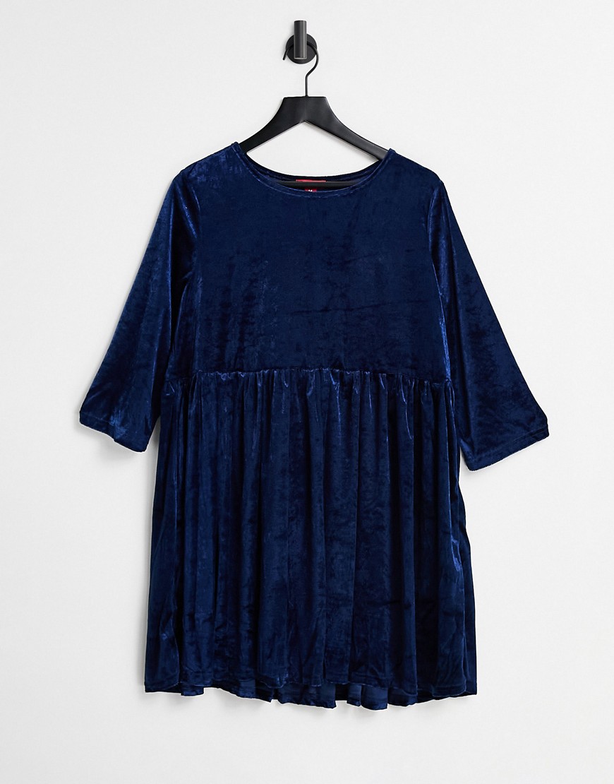 Urban Threads – Mini-Hängerkleid in Marineblau aus Velours
