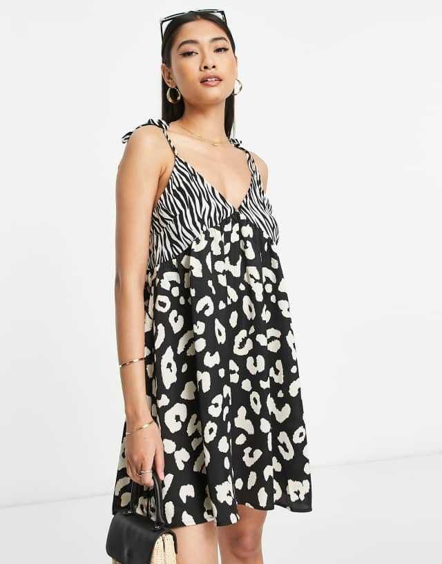 Urban Threads mini swing dress in mixed animal print