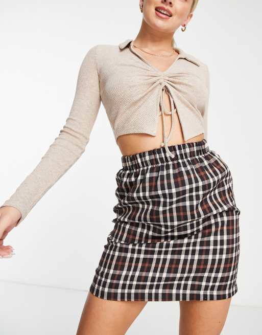 Urban Threads - Minigonna nera a quadri in coordinato