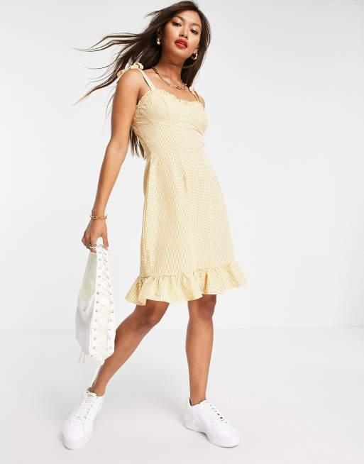 Urban Threads – Minikleid aus Satin mit gebundenen Trägern und Vichy-Karos